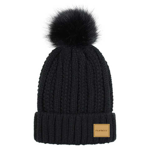 Tuned. Beanie with Pom Pom (Black)