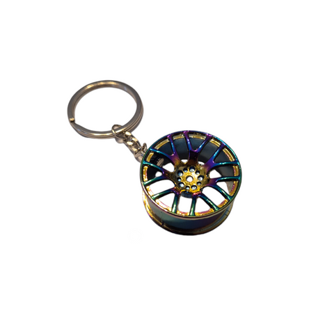 Tuned. Wheel Keyring (Neochrome)